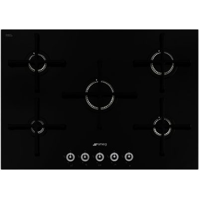 Smeg PV175CN 72cm Linea Gas on Glass Hob  Black Glass Ceramic Straight Edge